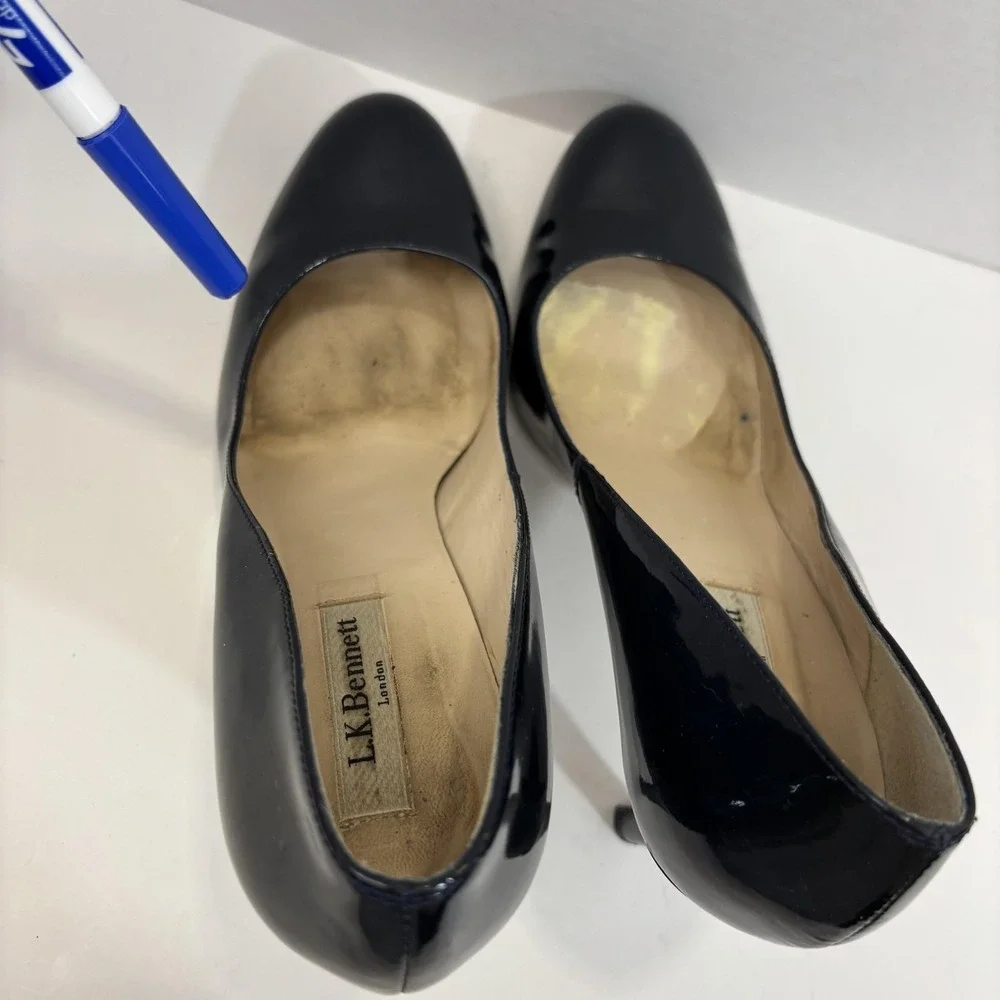L.K. Bennett‎ Patent Leather Stiletto Pump Shoes Womens 40.5 / 9.5 Blue Spain